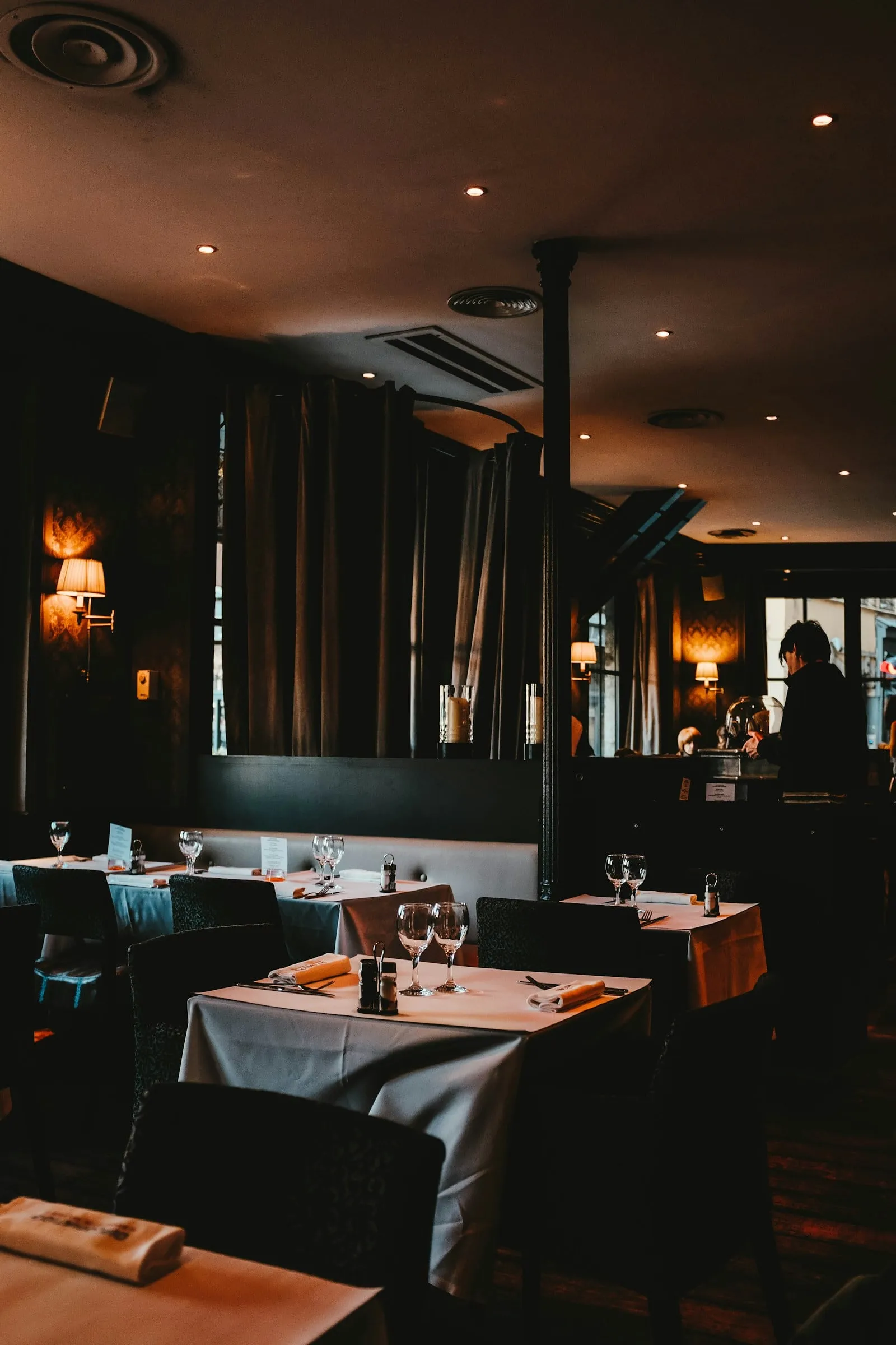 A quiet corner of the dining room in soft evening light